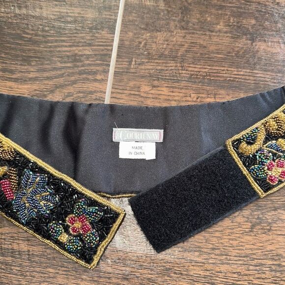 Courtenay Black Beaded Floral Belt asst colored Glass Beads hook n loop SZ 32-34 main image 8